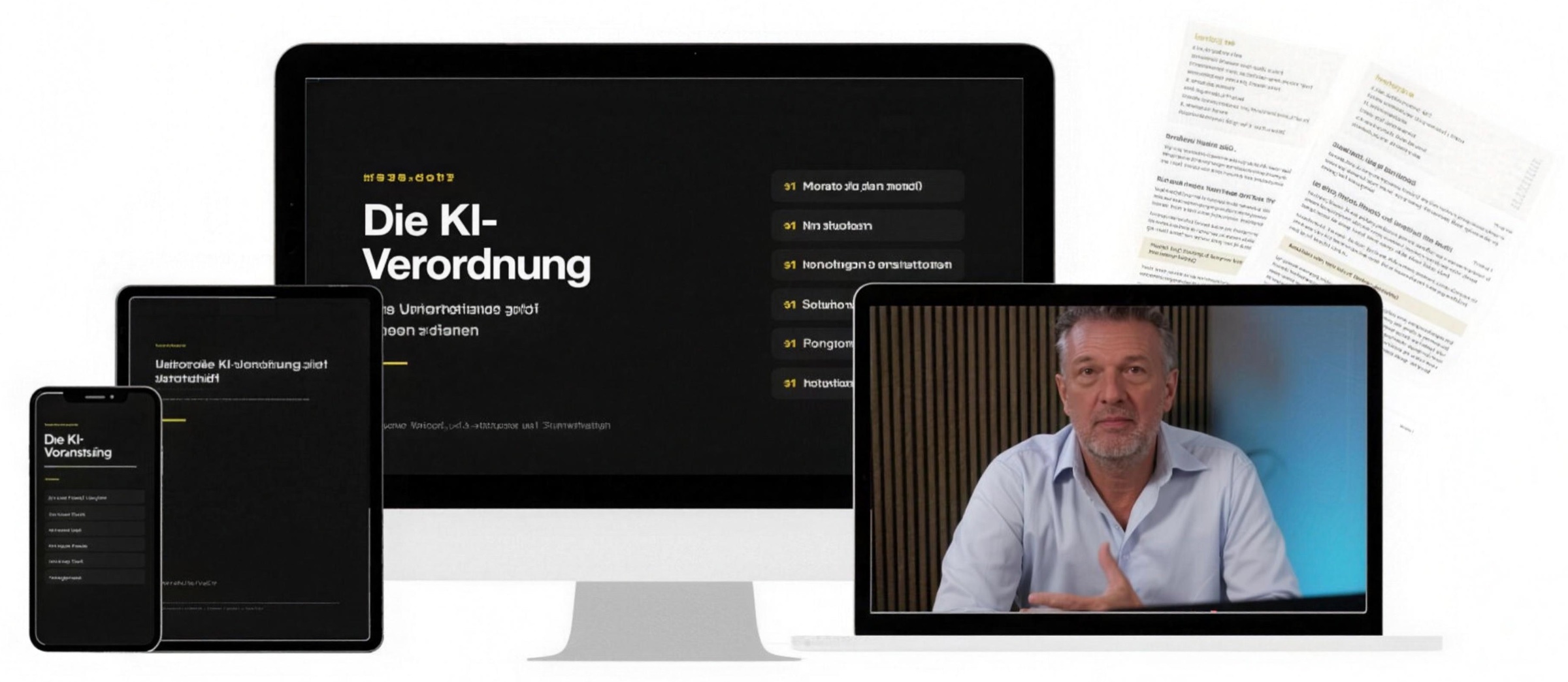 Video-Training KI-Verordnung auf Desktop, Laptop, Tablet und Smartphone – mit Präsentation und Kennzeichnungs-Kompass