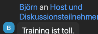 Chat-Stimme: Training ist toll