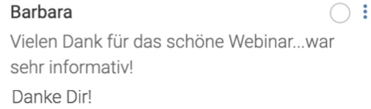 Chat-Stimme: schönes Webinar … war sehr informativ